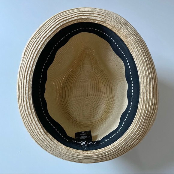 Mark Ecko Men’s Paper Straw Fedora, Navy Plaid Fabric Hat Band, size 23 … - Picture 6 of 8